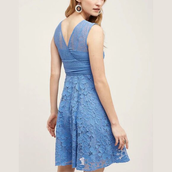 Moulinette Soeurs | Anthropologie Liliflora Lace Mini SunDress in Blue $189 Sz 6 - Picture 2 of 6